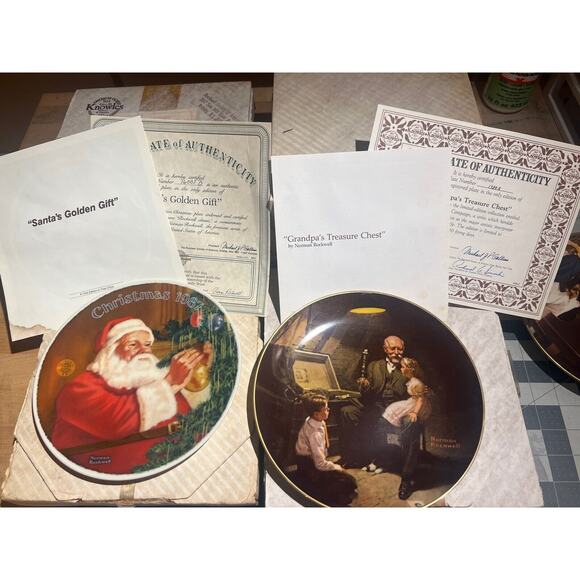 AWESOME LOT OF 18 VINTAGE NORMAN ROCKWELL PLATES KNOWLES — WITH BOXES + PAPERS! - Picture 9 of 13
